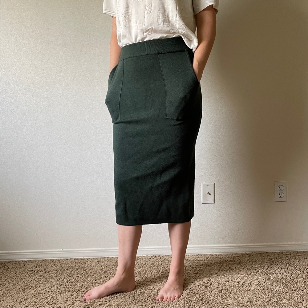 Forest Green Midi Pencil Skirt